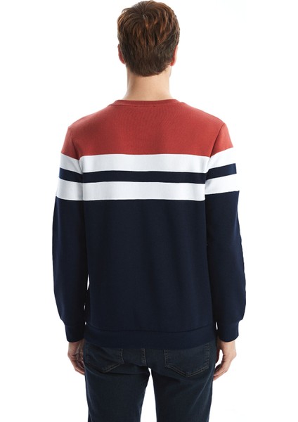 Yeni Sezon Bisiklet Yaka Uzun Kollu Renk Bloklu Erkek Sweatshirt fırsatları