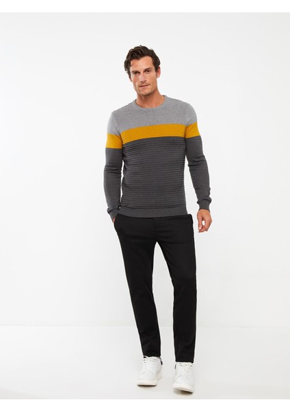 Yeni Sezon Bisiklet Yaka Uzun Kollu Renk Bloklu Erkek Triko Kazak modelleri