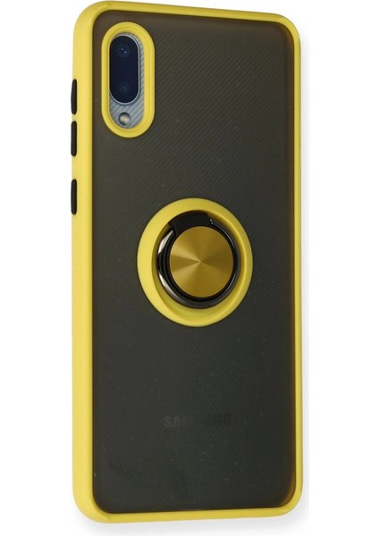 Samsung Galaxy A02 Kılıf Montreal Yüzüklü Silikon Kapak - Sarı fiyatları