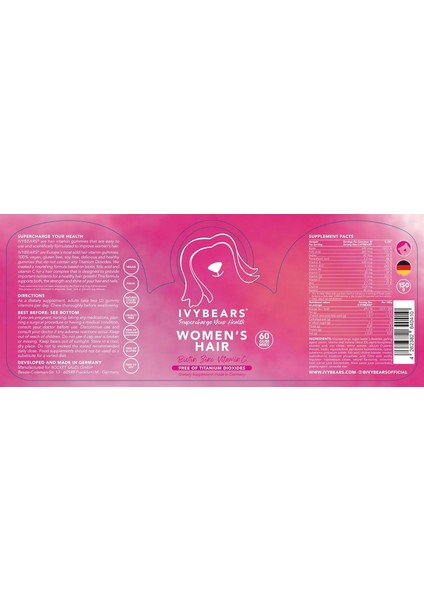 Ivybears Women’s Hair Vitamins – Vegan Saç & Tırnak Desteği Gummies – 60 Adet modelleri