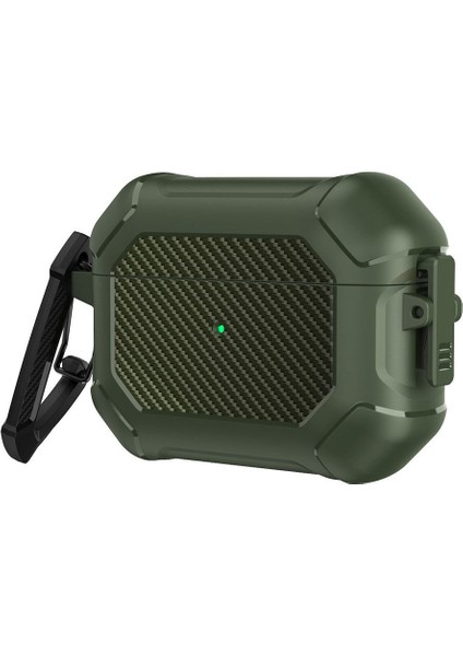 Apple Airpods Pro 3. Nesil ile Uyumlu Kılıf Kilitli Armor Tank Karbon Detaylı Difu Case