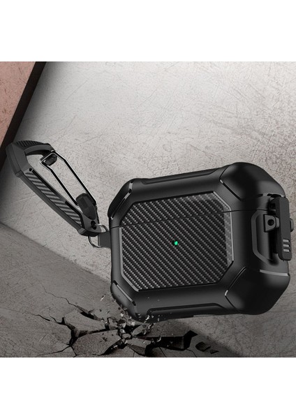 Apple Airpods Pro 3. Nesil ile Uyumlu Kılıf Kilitli Armor Tank Karbon Detaylı Difu Case modelleri