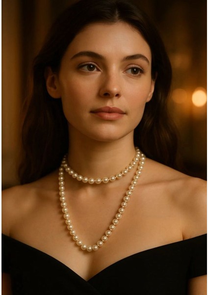 Lena Beyaz Inci Kolye