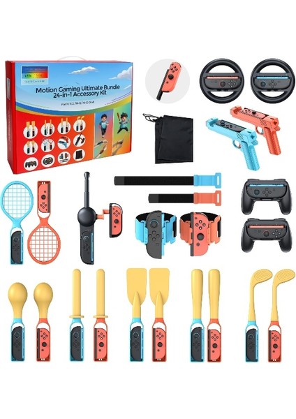 N.switch Sports 24’ü 1 Arada Aksesuar Kiti – Joy-Con 2 Uyumlu Aile Parti Seti, Switch 2 / Switch 1 / OLED Spor Oyunları Için