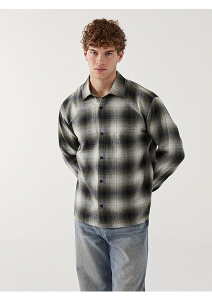 Yeni Sezon Rahat Kalıp Uzun Kollu Ekose Erkek Gömlek