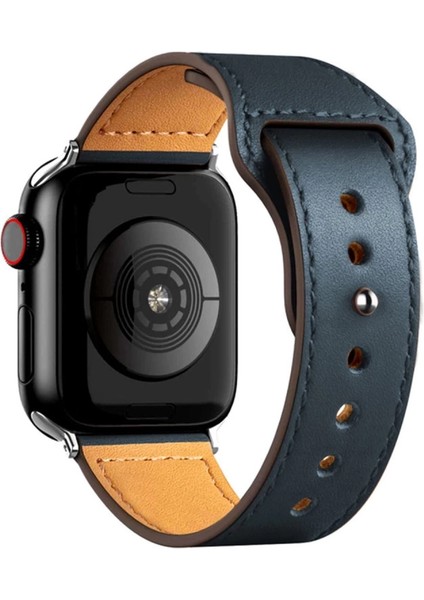 Apple Watch 38MM KR415 Luaz Deri Kordon - Lacivert