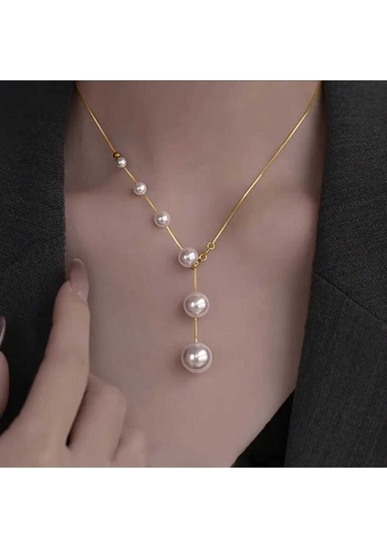 Özel Tasarım Y Gold Inci Kolye modelleri