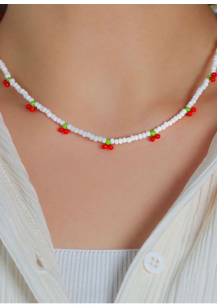 Kiraz Kum Boncuk Kolye