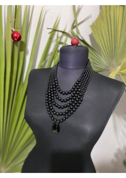 Alina Siyah Inci Kolye fiyatları