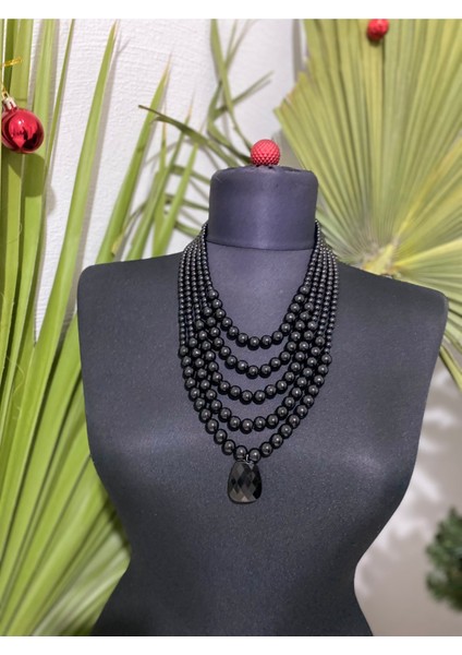 Alina Siyah Inci Kolye modelleri