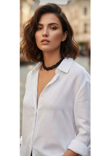 Siyah Çoklu Sarmal Choker Inci Kolye