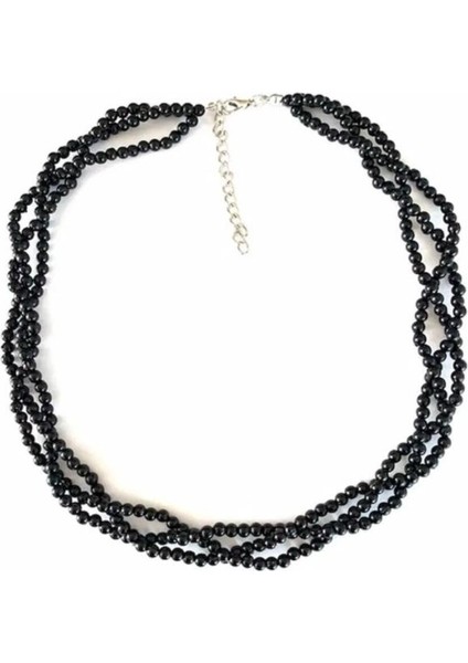 Siyah Çoklu Sarmal Choker Inci Kolye fiyatları