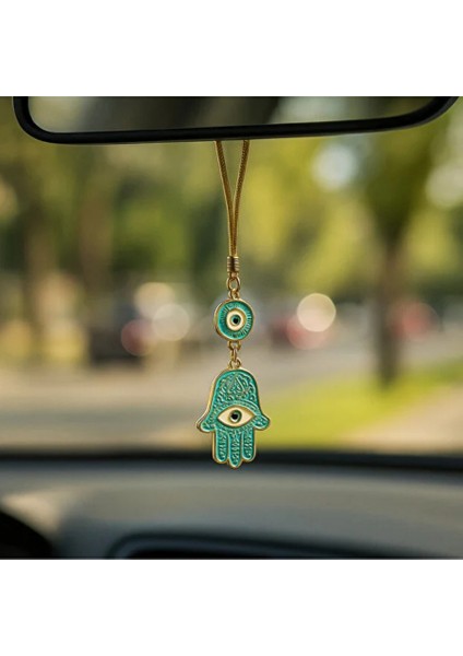 Turkuaz Fatma’nın Eli & Nazar Boncuğu Dikiz Aynası Süsü