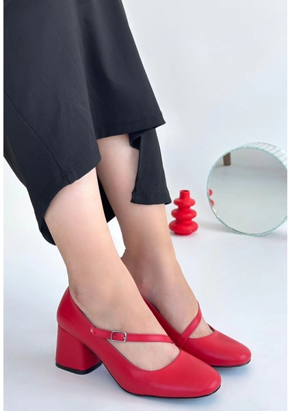 Nrtmsa Kier Kırmızı Cilt Topuklu Ayakkabı (Numara: 39) fiyatları