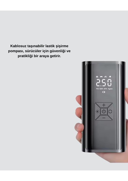 Nrtmsa Kablosuz Dijital Lastik Şişirme Pompası LED Işıklı 80W indirimleri
