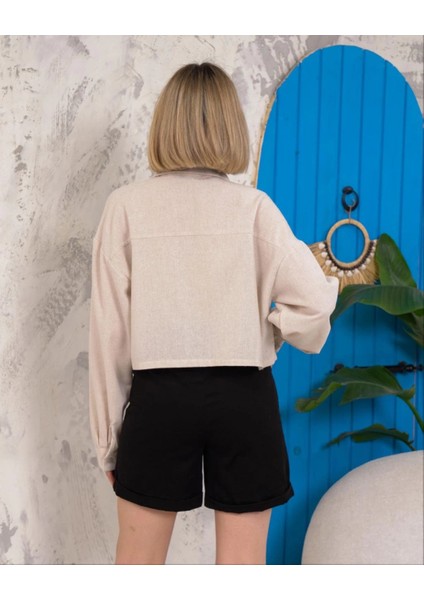 Lvsqvr Kemer Cepli Keten Crop Gömlek Krem S255350 (Beden: M) fiyatları