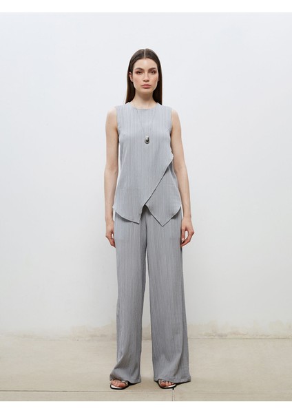 Yeni Sezon Bisiklet Yaka Dokulu Keten Karışımlı Bluz fiyatları