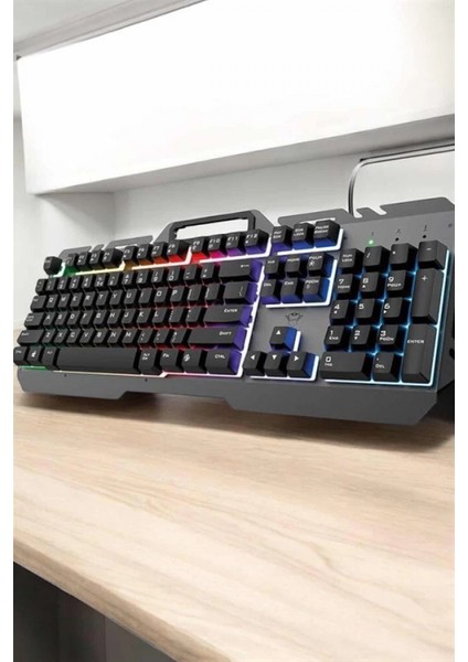 Q Klavye RGB Işıklı Klavye Ve Mouse Seti Kablolu Mouse Hediyeliş modelleri