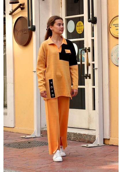 Bosel Kuş Gözü Triko Takım Hardal modelleri