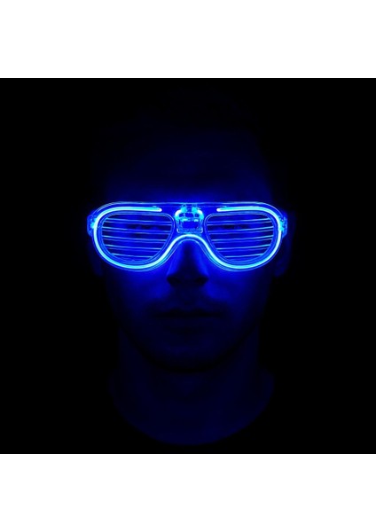 Mavi Led Işıklı Parti Gözlüğü - Neon Glow Gözlük 3 Modlu