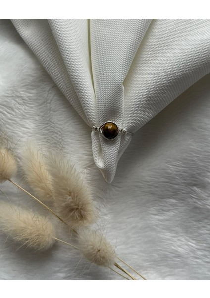 Pietersite Taşı Ayarlanabilir Gümüş Tel Yüzük El Yapımı