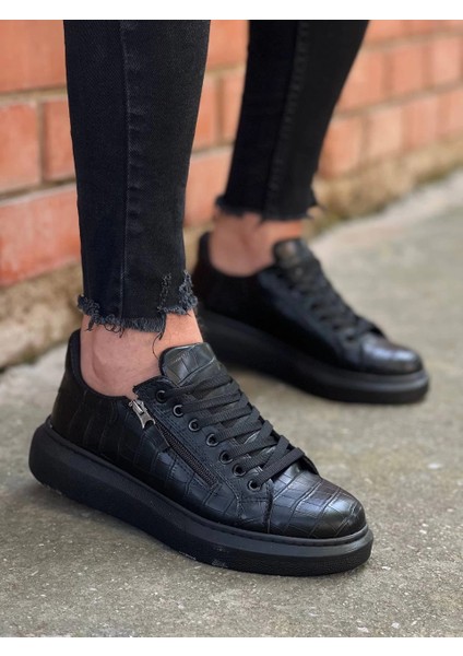 Nrtmsa KB-309 Kuback Kömür Fermuar ve Bağcıklı Günlük Erkek Ayakkabı Siyah (Numara: 41)