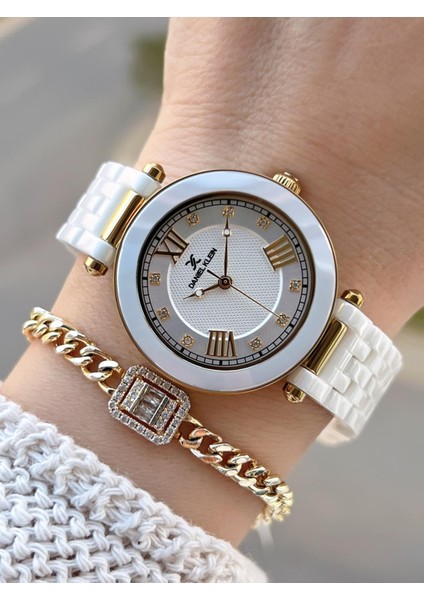 Seramik Kordon Özel Tasarım 2 Yıl Garantili 3 Atm Kadın Kol Saati+Bileklik SR.14282.4