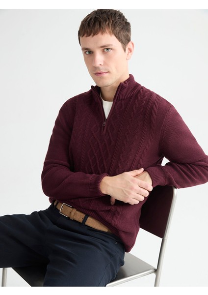 Yeni Sezon Fermuarlı Dik Yaka Erkek Triko Kazak