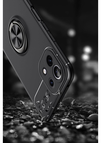 Xiaomi Mi 11 Lite Kılıf Range Yüzüklü Silikon - Siyah-Kırmızı modelleri