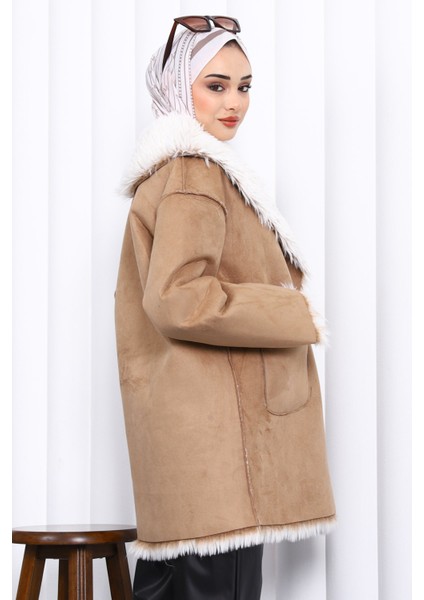 Vizon Kruvaze Yaka İçi Kürklü Süet Mont fırsatları