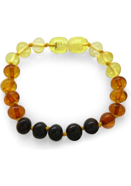 Gökkuşağı Renkli Doğal Damla Kehribar Taşlı Bebek Diş Kolye Bileklik Seti