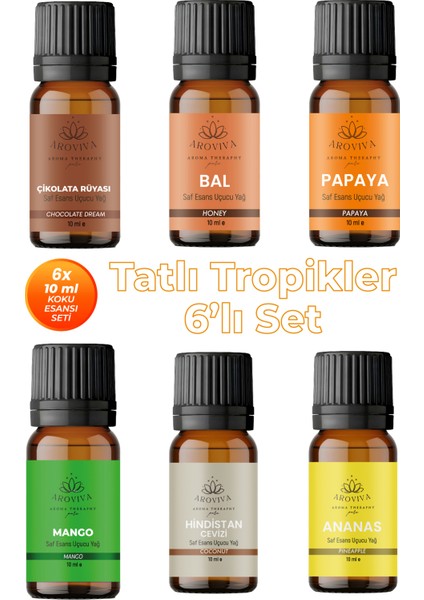 Tatlı Tropikler 6'lı Set Oda Kokusu Esansı - Kremalı & Egzotik (6X10ML)