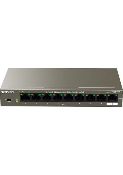 Tenda TEF1109P-8-63W 9 Port 10/100 8 Port Poe 63WATT Yonetılemez Desktop Swıtch