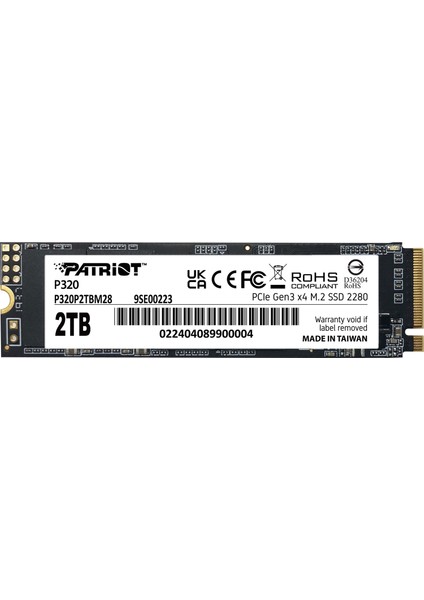 Patrıot P320 2tb 3000/2200MB/S M2 Pcıe Gen3 Nvme SSD P320P2TBM28