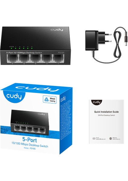 Cudy FS105 5 Port 10/100 Yonetılemez Desktop Swıtch Metal Kasa