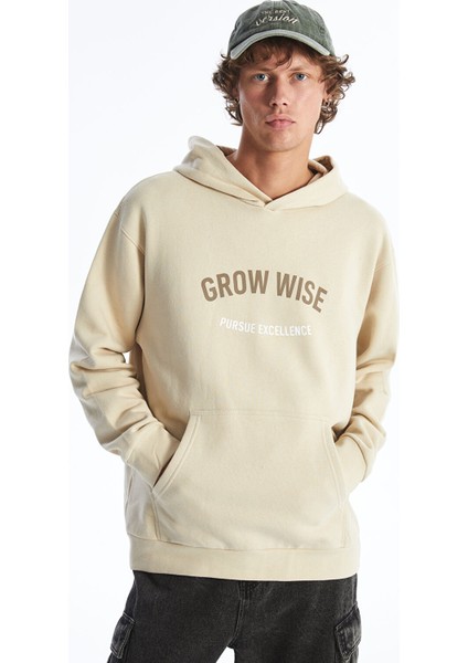 Yeni Sezon Uzun Kollu Baskılı Erkek Kalın Hoodie