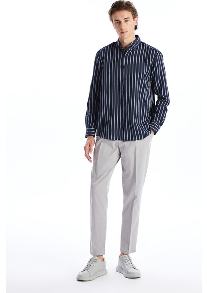 Yeni Sezon Slim Fit Uzun Kollu Çizgili Armürlü Erkek Gömlek fiyatları