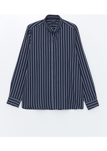 Yeni Sezon Slim Fit Uzun Kollu Çizgili Armürlü Erkek Gömlek indirimleri