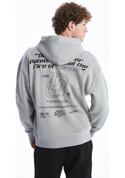 Yeni Sezon Uzun Kollu Baskılı Erkek Kalın Hoodie