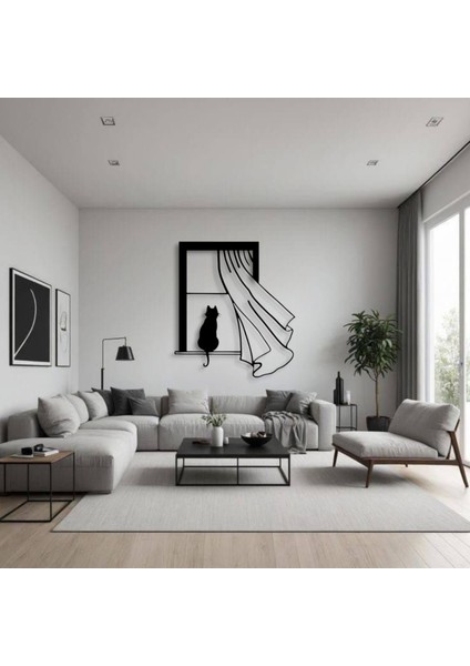 Kedi Figürlü Pencere Metal Tablo – 3D Gölgeli Modern Duvar Dekoru, Ev ve Ofis Hediyesi indirimleri