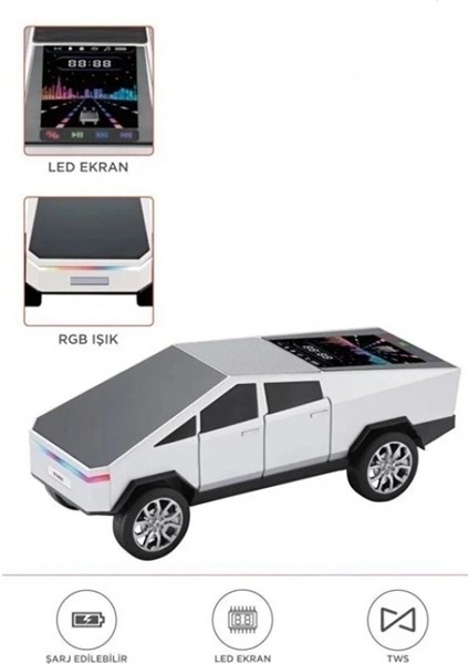 D68 Cyber Model Araba Tasarımlı Bluetooth Hoparlör 15W Güçlü Ses Rgb LED /tws/usb Beyaz