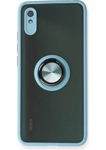 Xiaomi Redmi 9A Kılıf Montreal Yüzüklü Silikon Kapak - Buz Mavi
