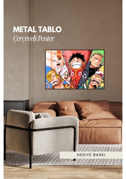 Onepiece Anime Çerçeveli Metal Poster Tablo modelleri