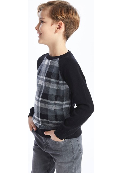 Yeni Sezon Bisiklet Yaka Ekose Uzun Kollu Erkek Çocuk Triko Kazak