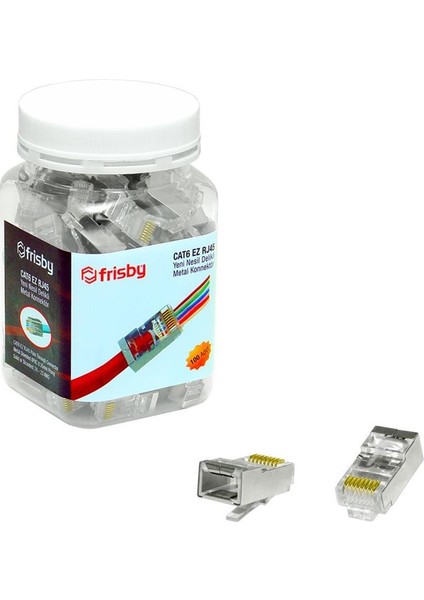 FNW-RJ4532N Cat6 Ez RJ45 100LÜ Yeni Nesil Delikli Metal Konnektör