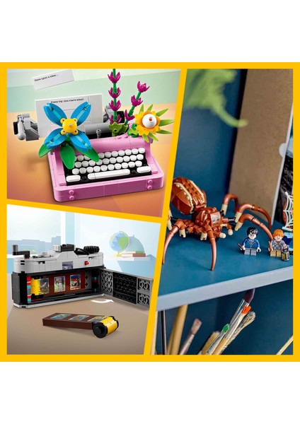 3’lü Özel Set Paketi Retro Kamera + Çiçekli Daktilo + Harry Potter Aragog Macerası Seti modelleri