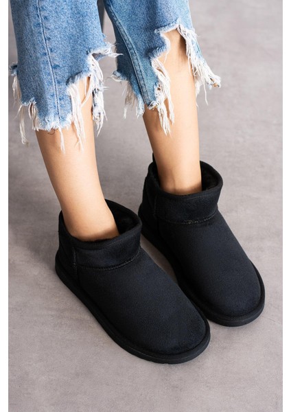 Normal Taban Içi Kürklü Suya Dayanıklı Spor Kısa Kadın Bot Ince Taban