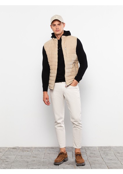 Yeni Sezon Slim Fit Dik Yaka Süet Erkek Yelek