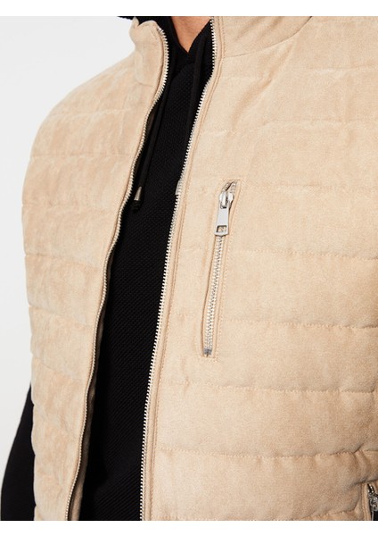 Yeni Sezon Slim Fit Dik Yaka Süet Erkek Yelek fırsatları