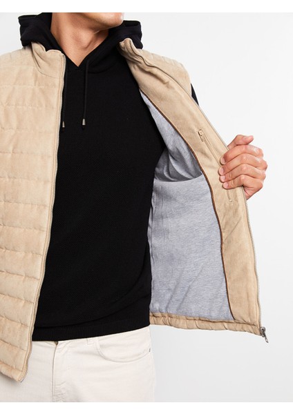 Yeni Sezon Slim Fit Dik Yaka Süet Erkek Yelek indirimleri